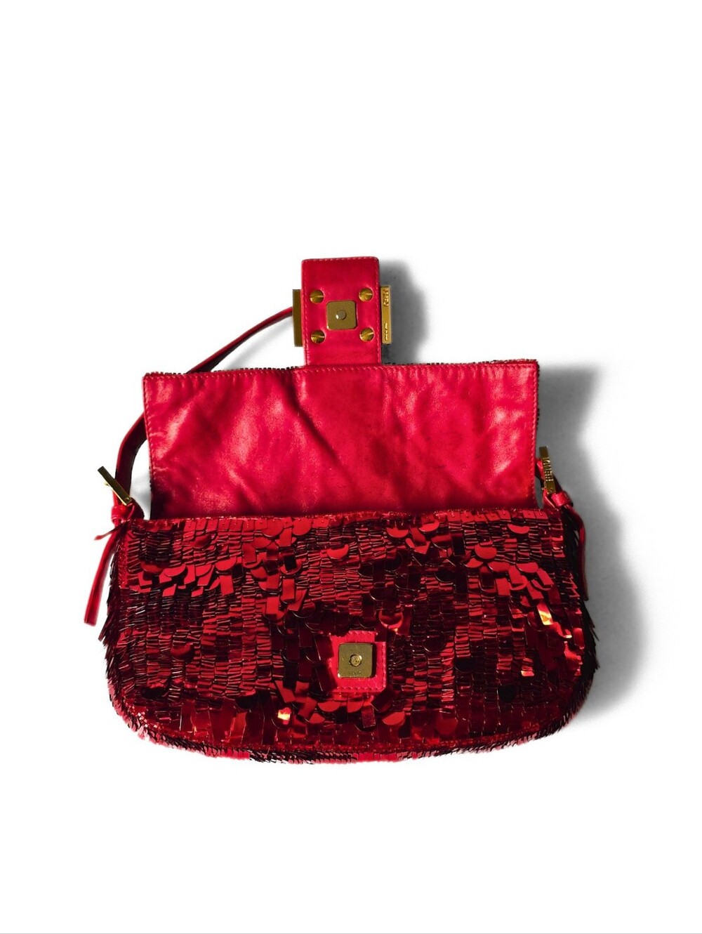 **SOLD**Fendi Baguette Vintage Ruby Red Sequins Red Version of ASO SATC - Picture 15 of 17